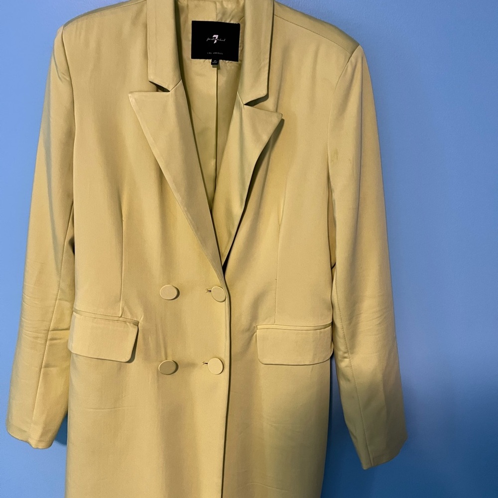 7 For All Mankind Canary Yellow Double-Breasted Blazer dress